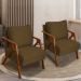 Kit 2 Poltronas Decorativas Confortáveis Para Sala Shine Suede Marrom Pé Castanho - Clique E Decore