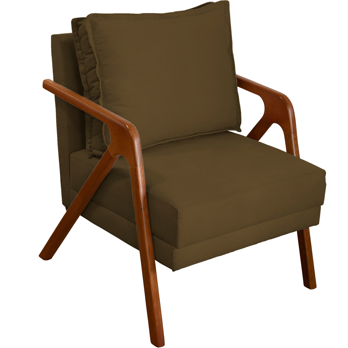 Kit 2 Poltronas Decorativas Confortáveis Para Sala Shine Suede Marrom Pé Castanho - Clique E Decore