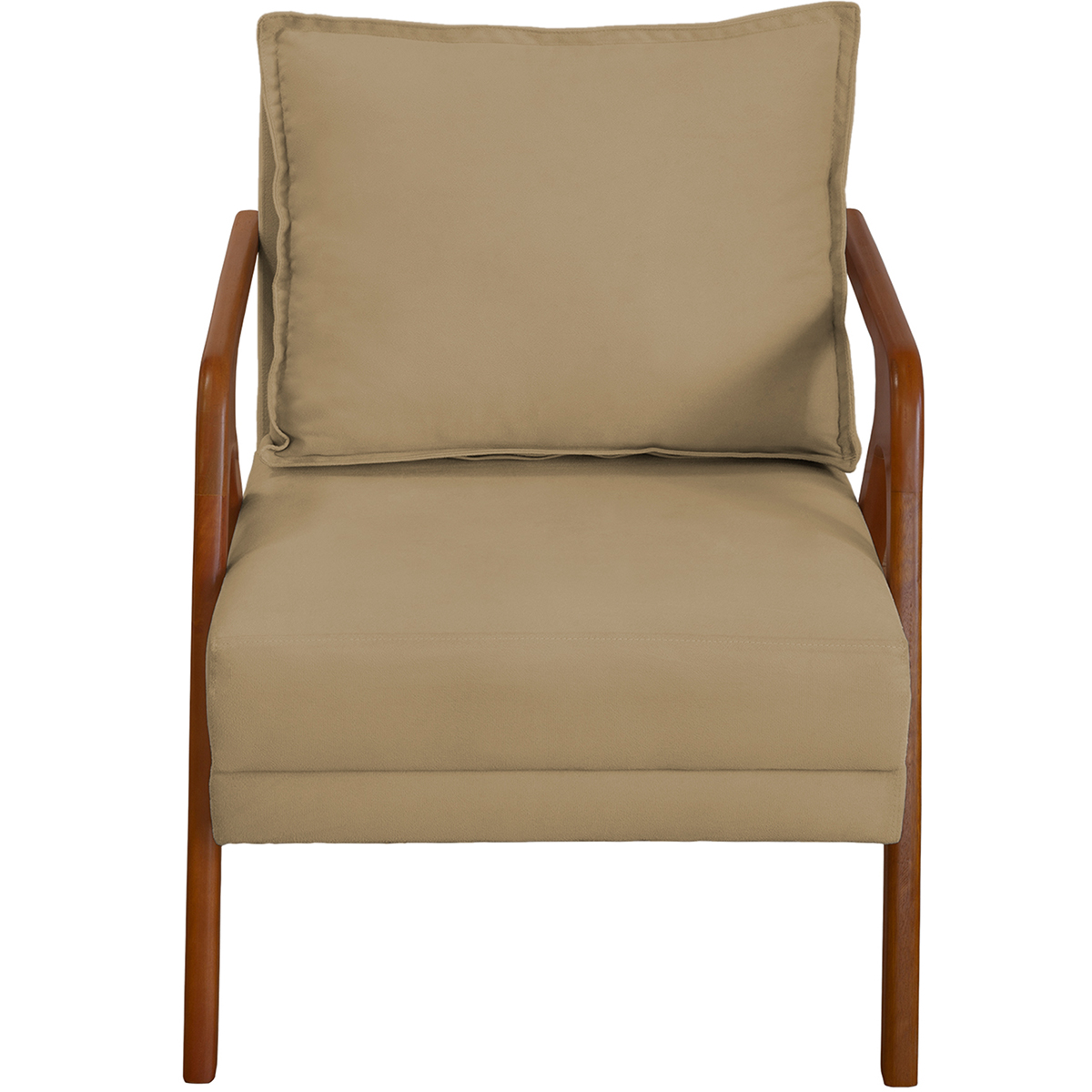 Kit 2 Poltronas Decorativas Confortáveis Para Sala Shine Suede Nude Pé Castanho - Clique E Decore