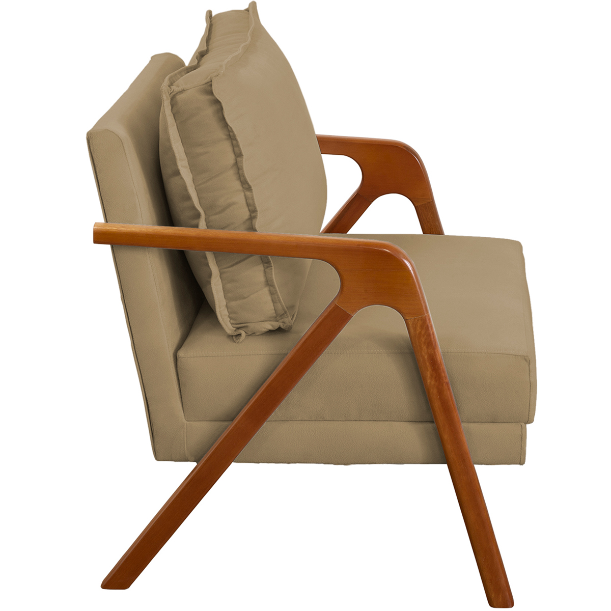 Kit 2 Poltronas Decorativas Confortáveis Para Sala Shine Suede Nude Pé Castanho - Clique E Decore
