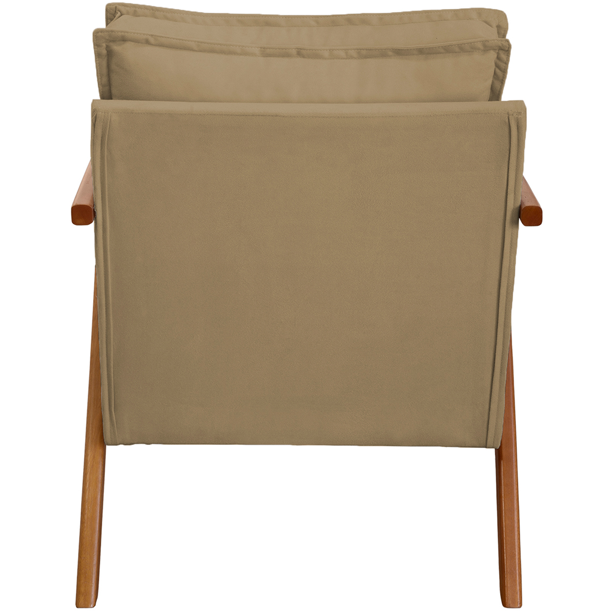 Kit 2 Poltronas Decorativas Confortáveis Para Sala Shine Suede Nude Pé Castanho - Clique E Decore