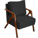Kit 2 Poltronas Decorativas Confortáveis Para Sala Shine Suede Preto Pé Castanho - Clique E Decore