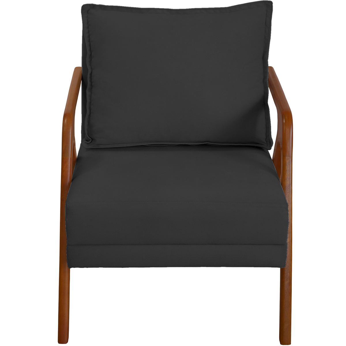 Kit 2 Poltronas Decorativas Confortáveis Para Sala Shine Suede Preto Pé Castanho - Clique E Decore