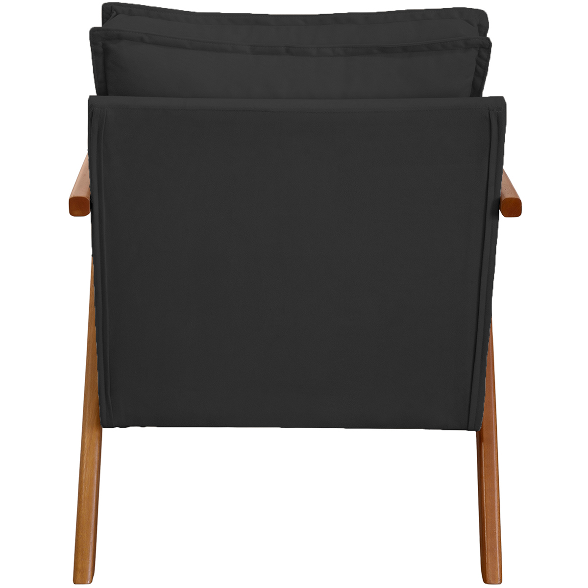 Kit 2 Poltronas Decorativas Confortáveis Para Sala Shine Suede Preto Pé Castanho - Clique E Decore