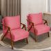 Kit 2 Poltronas Decorativas Confortáveis Para Sala Shine Suede Rosê Pé Castanho - Clique E Decore