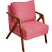 Kit 2 Poltronas Decorativas Confortáveis Para Sala Shine Suede Rosê Pé Castanho - Clique E Decore