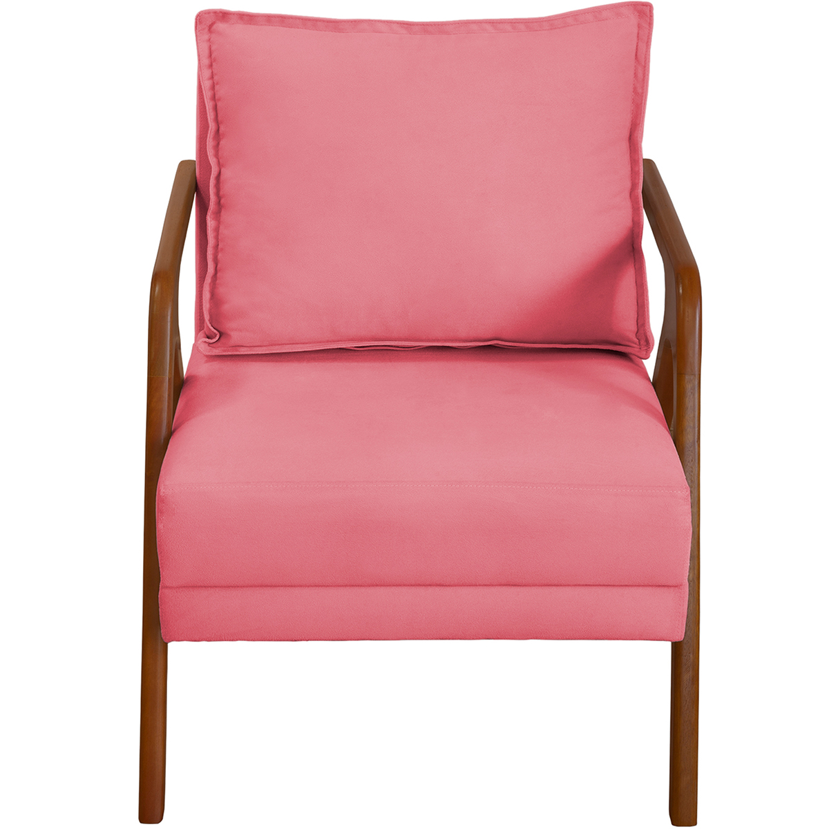 Kit 2 Poltronas Decorativas Confortáveis Para Sala Shine Suede Rosê Pé Castanho - Clique E Decore