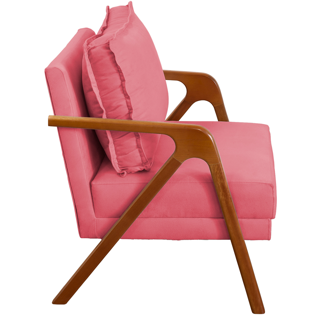 Kit 2 Poltronas Decorativas Confortáveis Para Sala Shine Suede Rosê Pé Castanho - Clique E Decore