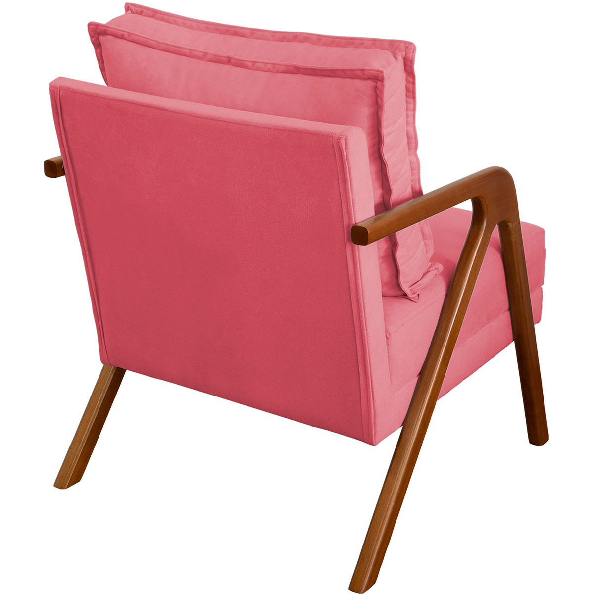Kit 2 Poltronas Decorativas Confortáveis Para Sala Shine Suede Rosê Pé Castanho - Clique E Decore