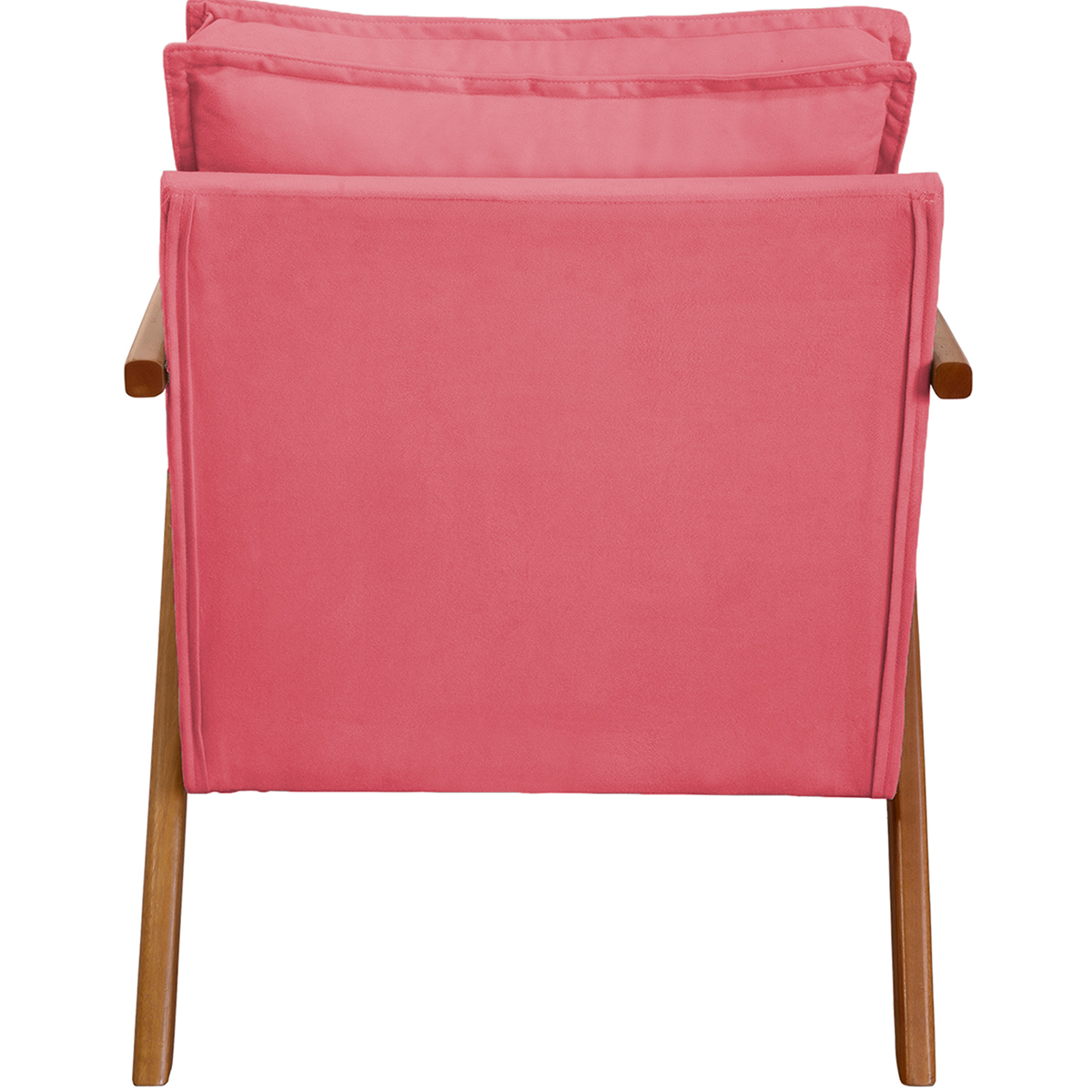 Kit 2 Poltronas Decorativas Confortáveis Para Sala Shine Suede Rosê Pé Castanho - Clique E Decore