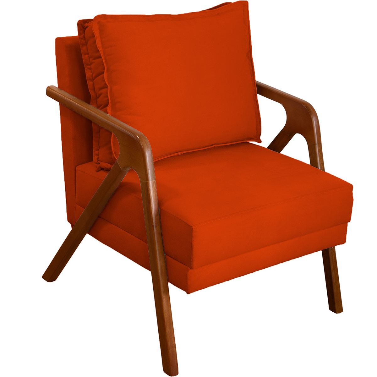 Kit 2 Poltronas Decorativas Confortáveis Para Sala Shine Suede Terracota Pé Castanho - Clique E Decore
