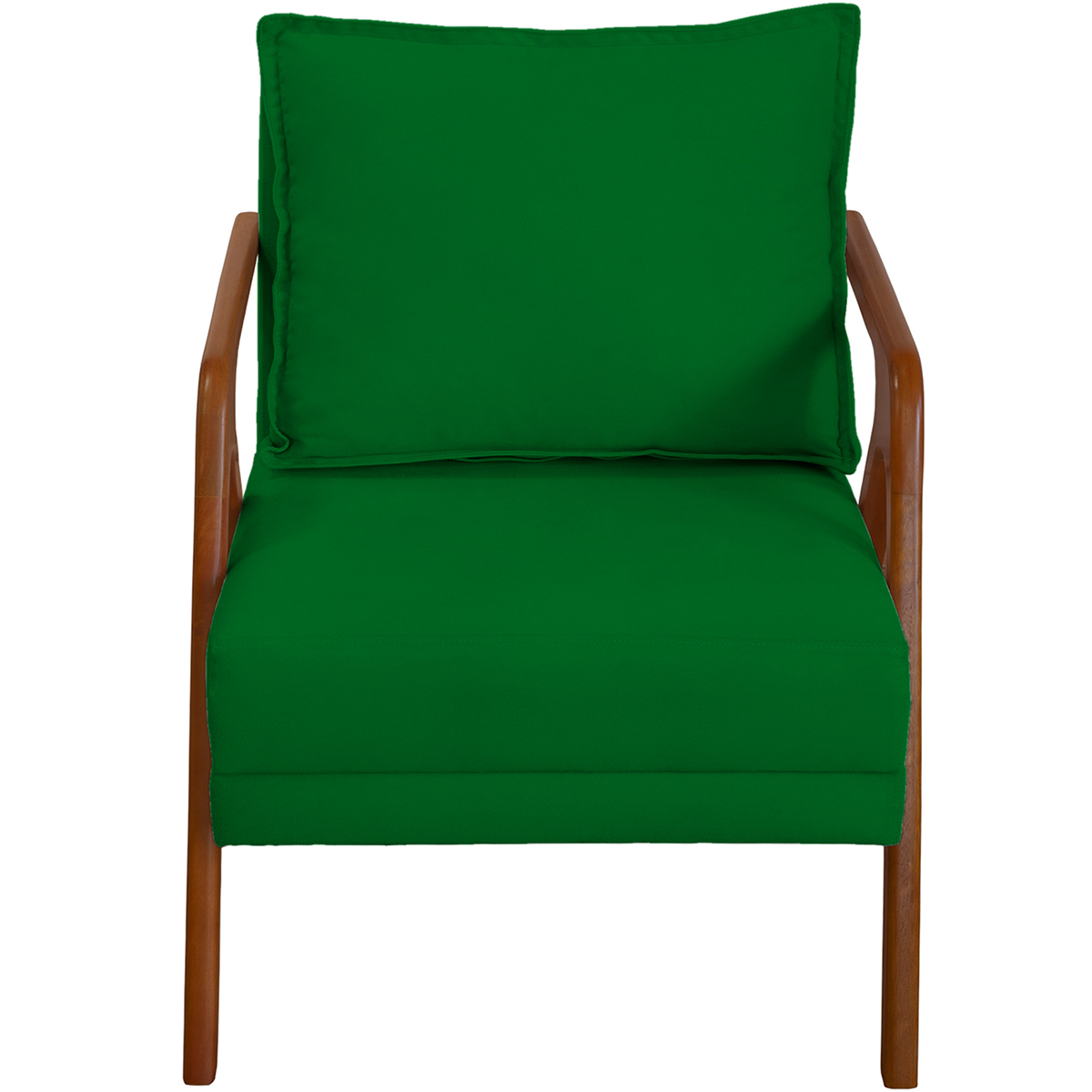 Kit 2 Poltronas Decorativas Confortáveis Para Sala Shine Suede Verde Pé Castanho - Clique E Decore