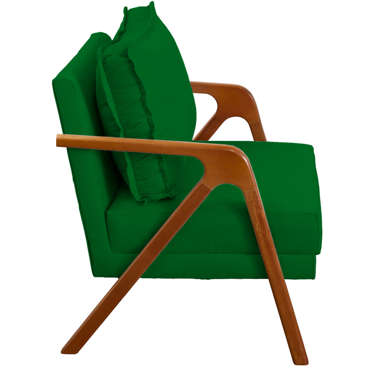 Kit 2 Poltronas Decorativas Confortáveis Para Sala Shine Suede Verde Pé Castanho - Clique E Decore