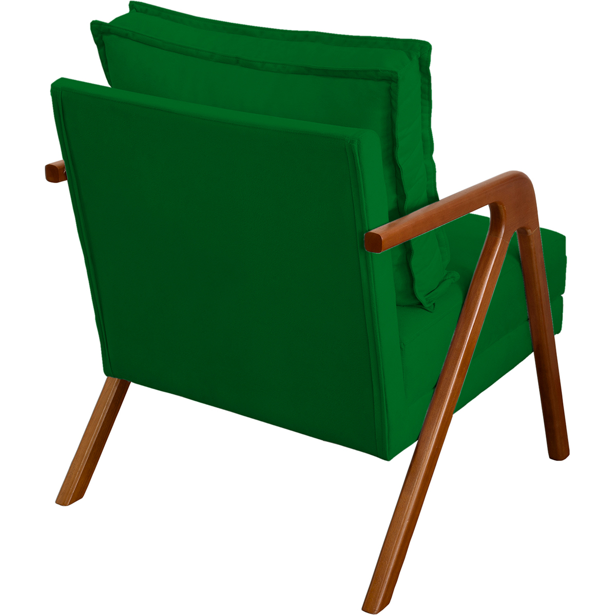 Kit 2 Poltronas Decorativas Confortáveis Para Sala Shine Suede Verde Pé Castanho - Clique E Decore