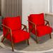 Kit 2 Poltronas Decorativas Confortáveis Para Sala Shine Suede Vermelho Pé Castanho - Clique E Decore