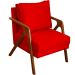 Kit 2 Poltronas Decorativas Confortáveis Para Sala Shine Suede Vermelho Pé Castanho - Clique E Decore