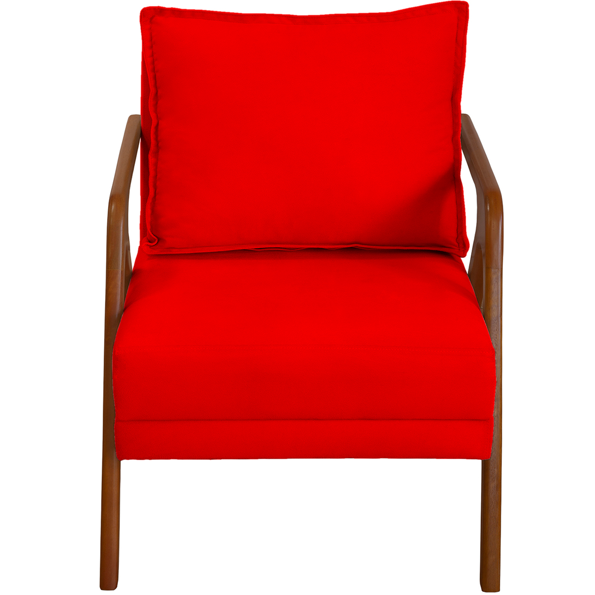 Kit 2 Poltronas Decorativas Confortáveis Para Sala Shine Suede Vermelho Pé Castanho - Clique E Decore