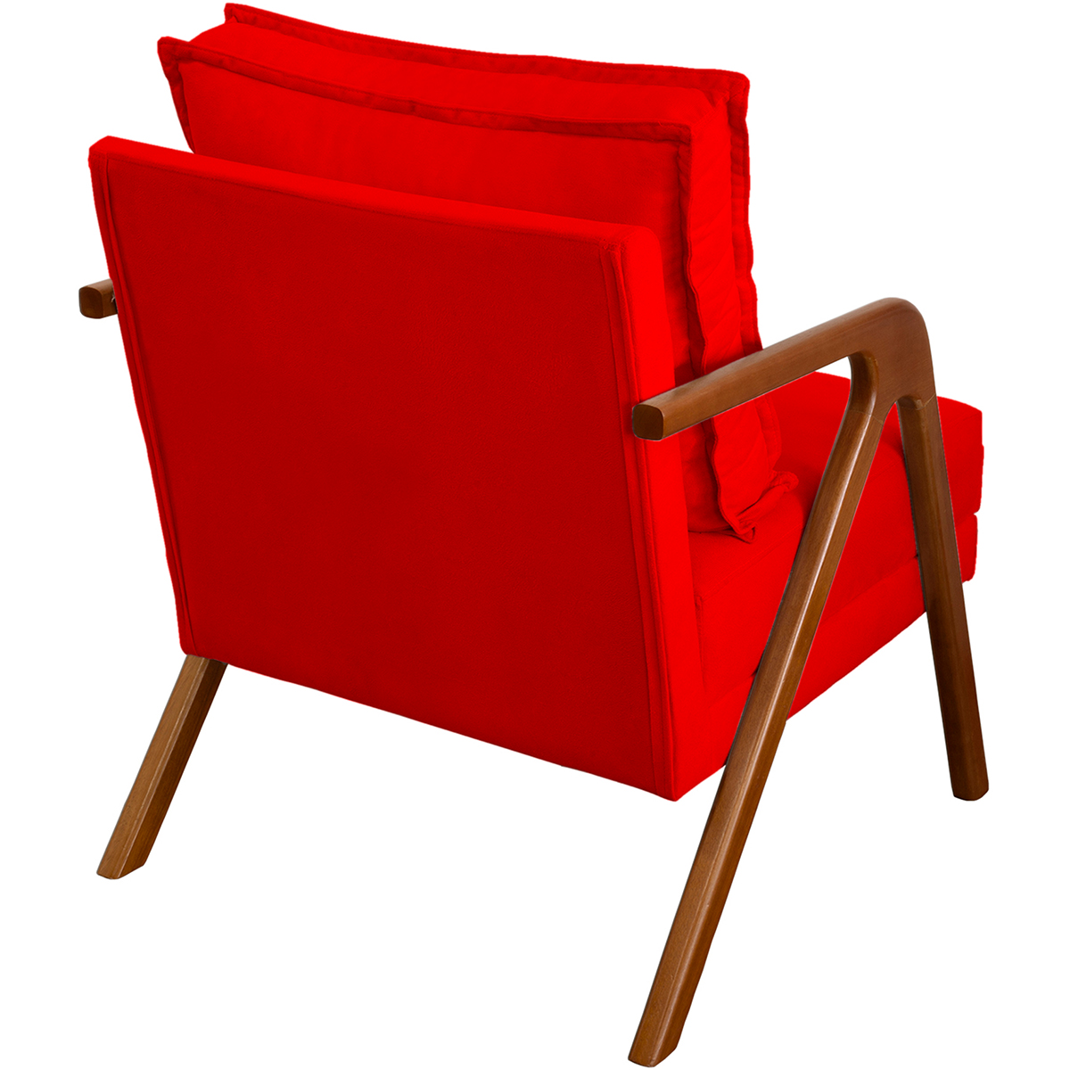Kit 2 Poltronas Decorativas Confortáveis Para Sala Shine Suede Vermelho Pé Castanho - Clique E Decore