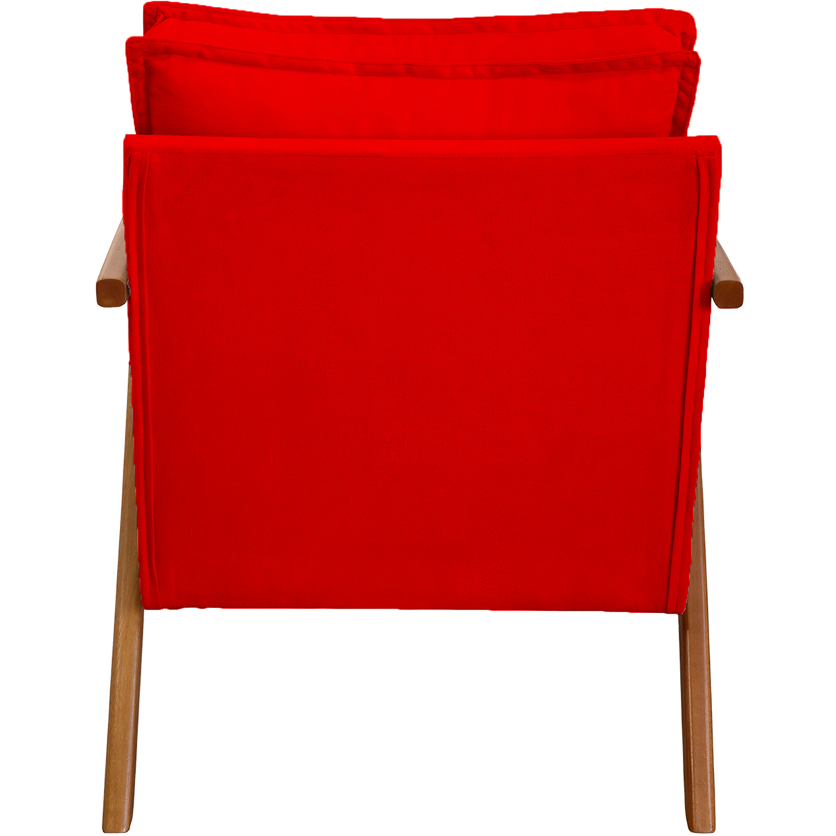 Kit 2 Poltronas Decorativas Confortáveis Para Sala Shine Suede Vermelho Pé Castanho - Clique E Decore
