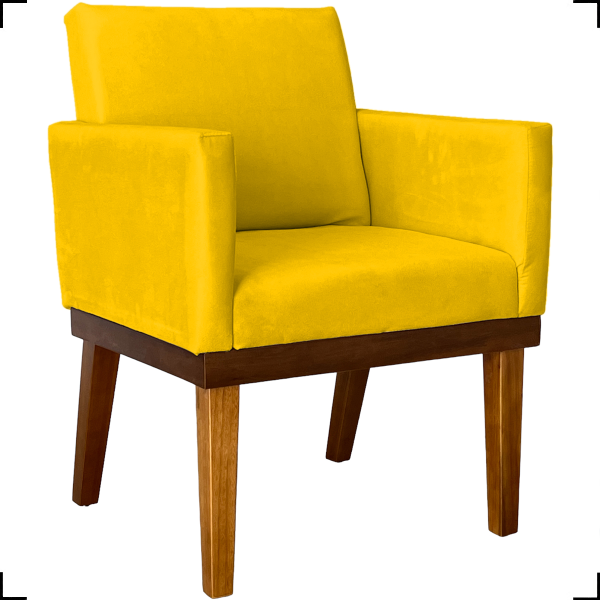 Kit 2 Poltronas Decorativas Divine Base Reforçada De Madeira Suede Amarelo - Clique E Decore