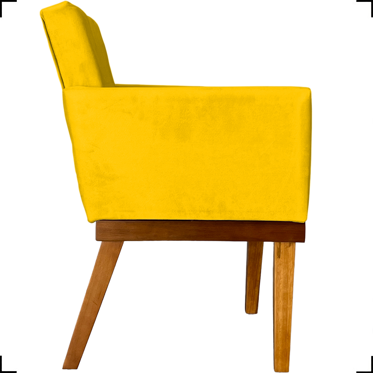 Kit 2 Poltronas Decorativas Divine Base Reforçada De Madeira Suede Amarelo - Clique E Decore