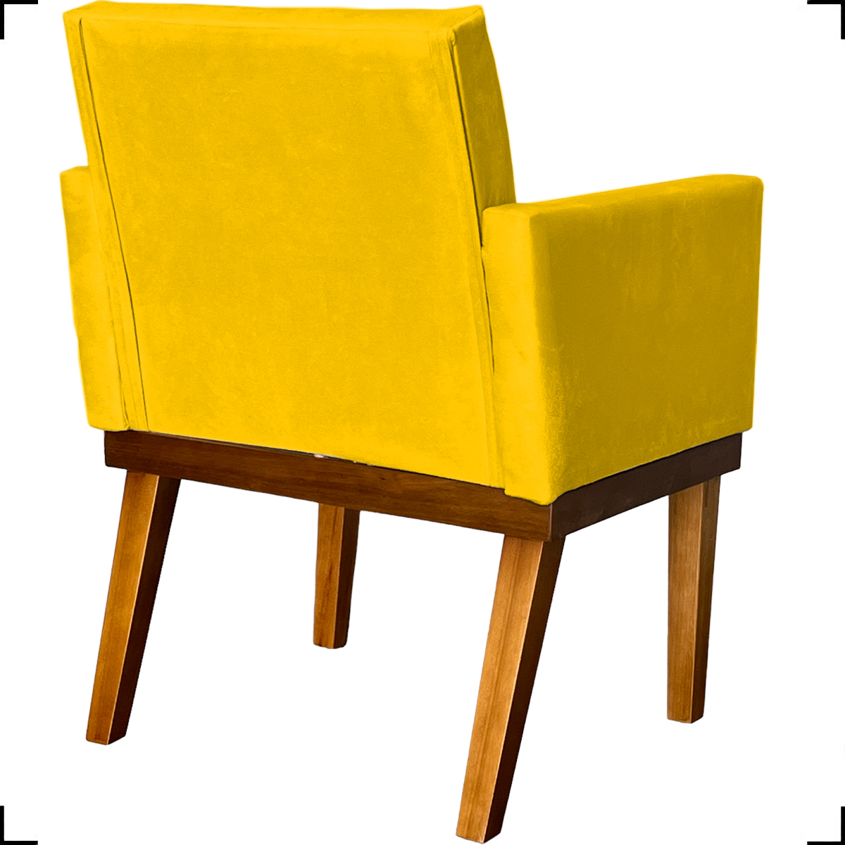 Kit 2 Poltronas Decorativas Divine Base Reforçada De Madeira Suede Amarelo - Clique E Decore
