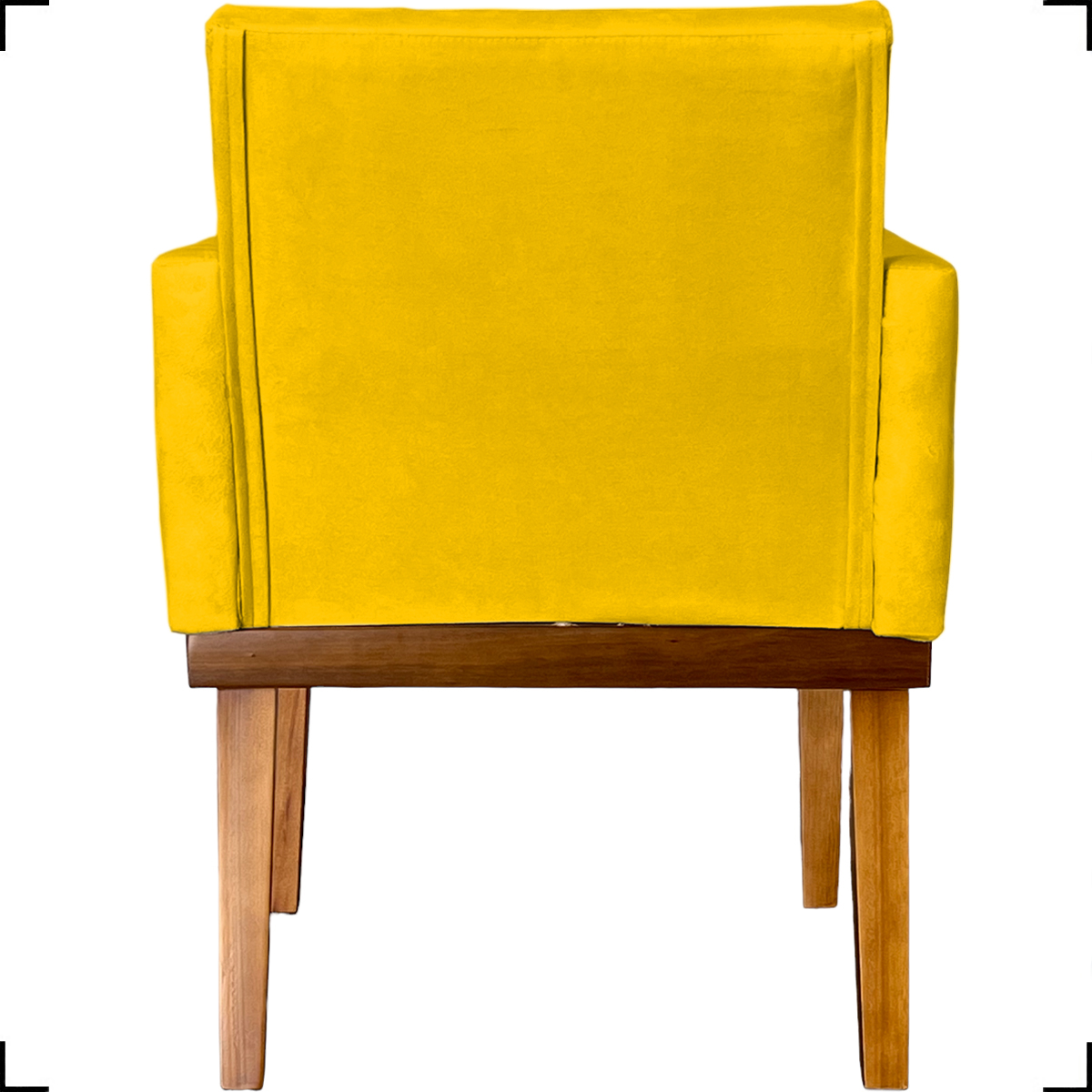 Kit 2 Poltronas Decorativas Divine Base Reforçada De Madeira Suede Amarelo - Clique E Decore