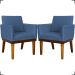 Kit 2 Poltronas Decorativas Divine Base Reforçada De Madeira Suede Azul Marinho - Clique E Decore