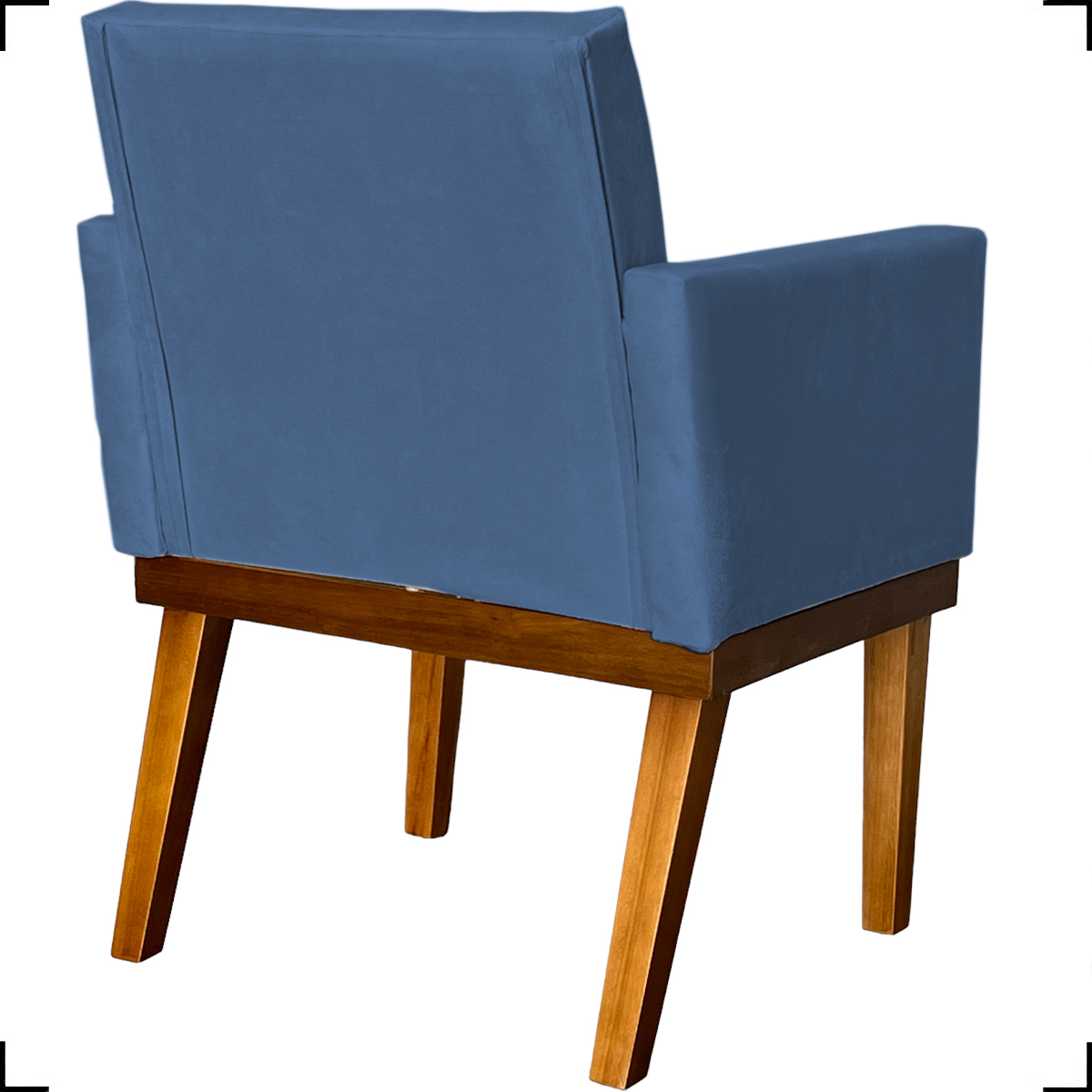 Kit 2 Poltronas Decorativas Divine Base Reforçada De Madeira Suede Azul Marinho - Clique E Decore