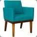 Kit 2 Poltronas Decorativas Divine Base Reforçada De Madeira Suede Azul Turquesa - Clique E Decore