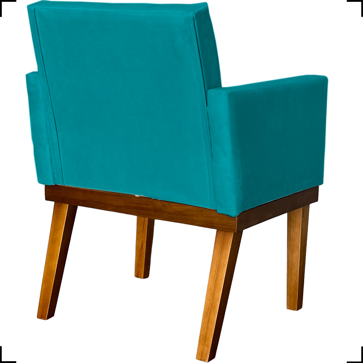 Kit 2 Poltronas Decorativas Divine Base Reforçada De Madeira Suede Azul Turquesa - Clique E Decore
