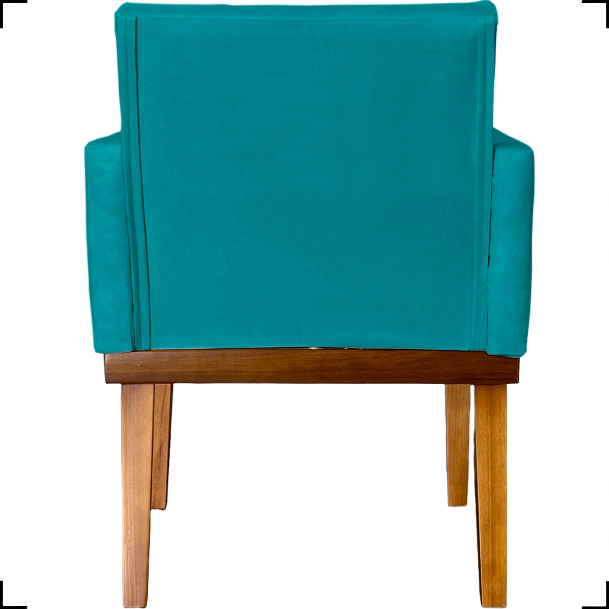 Kit 2 Poltronas Decorativas Divine Base Reforçada De Madeira Suede Azul Turquesa - Clique E Decore