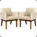 Kit 2 Poltronas Decorativas Divine Base Reforçada De Madeira Suede Bege - Clique E Decore