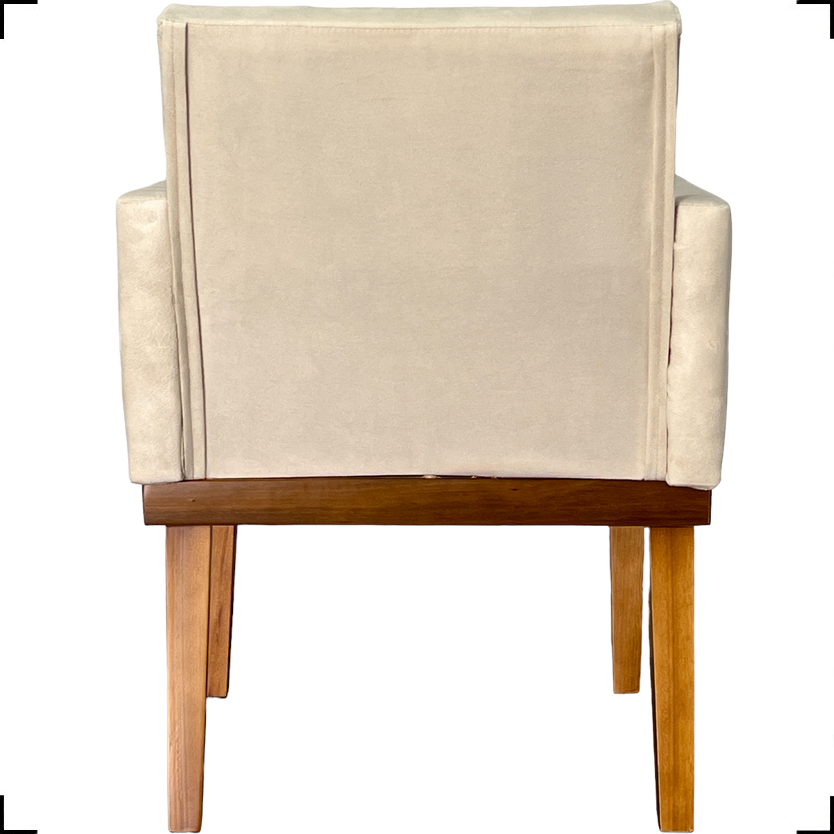 Kit 2 Poltronas Decorativas Divine Base Reforçada De Madeira Suede Bege - Clique E Decore