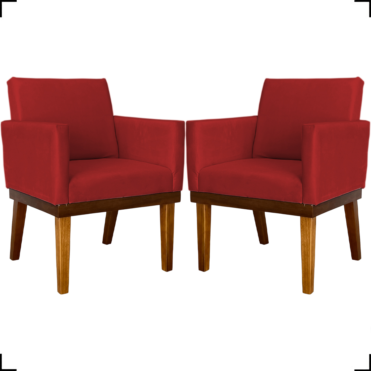 Kit 2 Poltronas Decorativas Divine Base Reforçada De Madeira Suede Bordô - Clique E Decore