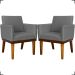 Kit 2 Poltronas Decorativas Divine Base Reforçada De Madeira Suede Cinza - Clique E Decore