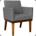 Kit 2 Poltronas Decorativas Divine Base Reforçada De Madeira Suede Cinza - Clique E Decore