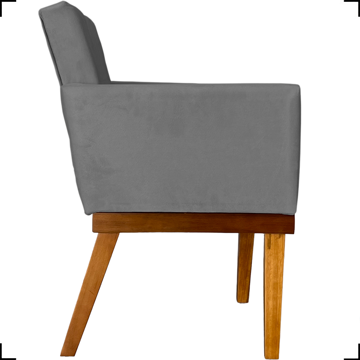 Kit 2 Poltronas Decorativas Divine Base Reforçada De Madeira Suede Cinza - Clique E Decore