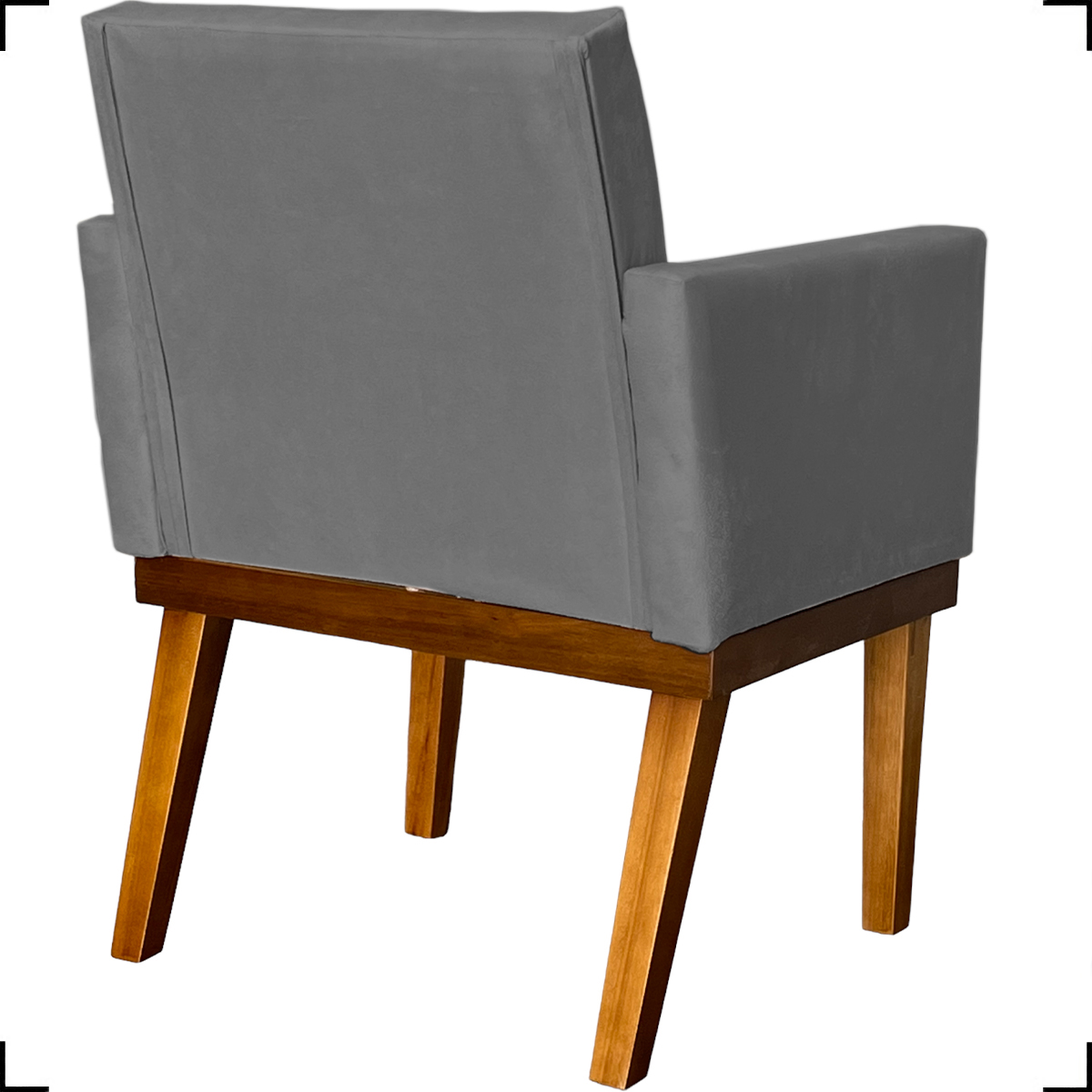 Kit 2 Poltronas Decorativas Divine Base Reforçada De Madeira Suede Cinza - Clique E Decore