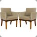 Kit 2 Poltronas Decorativas Divine Base Reforçada De Madeira Suede Nude - Clique E Decore