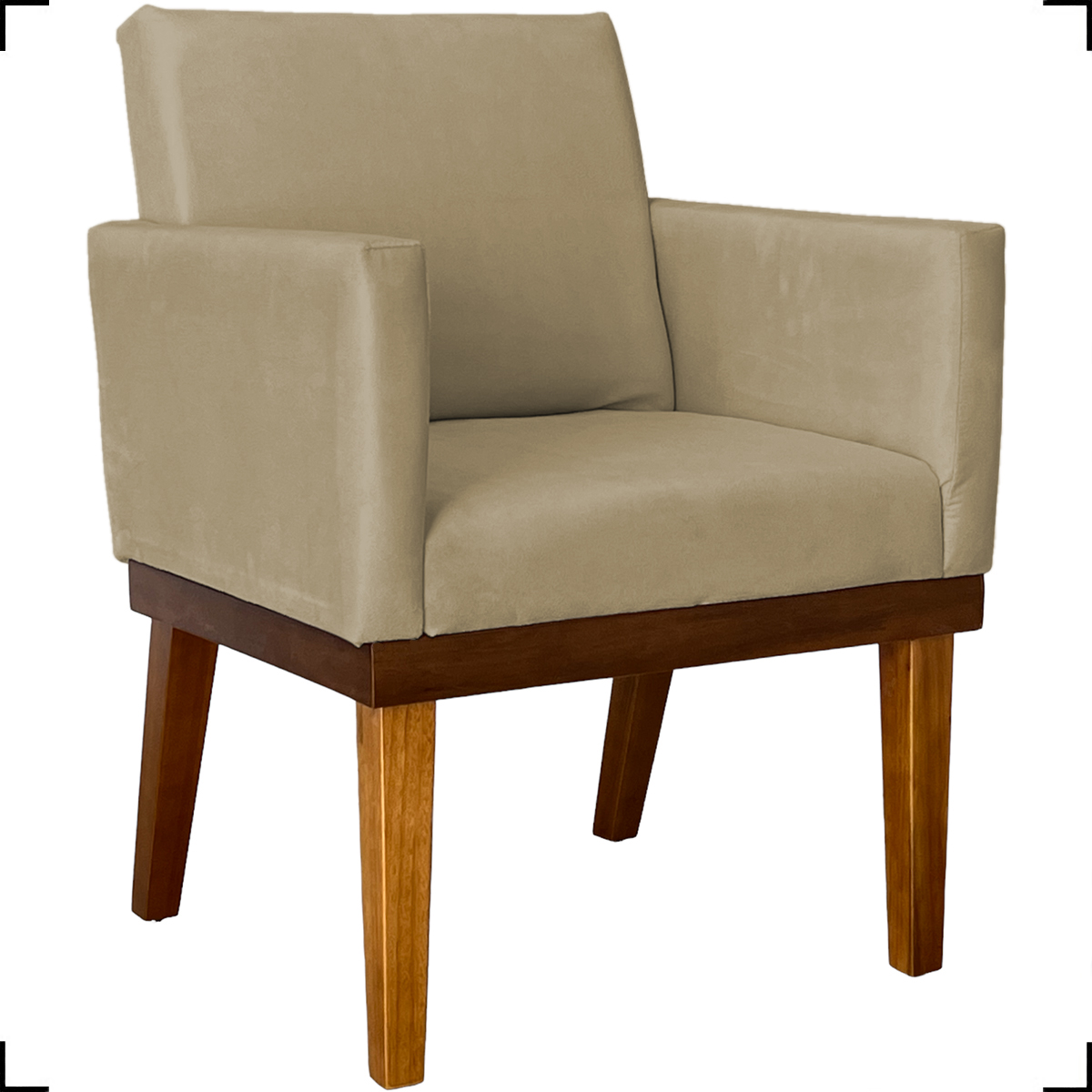 Kit 2 Poltronas Decorativas Divine Base Reforçada De Madeira Suede Nude - Clique E Decore