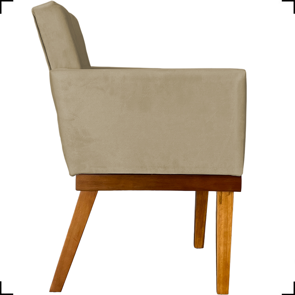 Kit 2 Poltronas Decorativas Divine Base Reforçada De Madeira Suede Nude - Clique E Decore