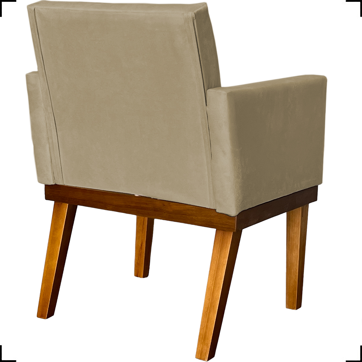 Kit 2 Poltronas Decorativas Divine Base Reforçada De Madeira Suede Nude - Clique E Decore