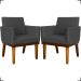 Kit 2 Poltronas Decorativas Divine Base Reforçada De Madeira Suede Preto - Clique E Decore