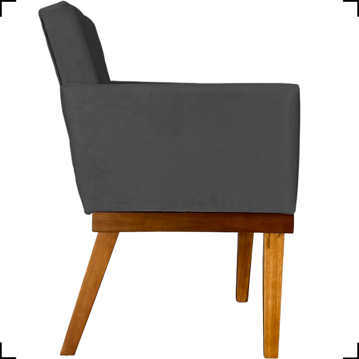 Kit 2 Poltronas Decorativas Divine Base Reforçada De Madeira Suede Preto - Clique E Decore