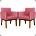 Kit 2 Poltronas Decorativas Divine Base Reforçada De Madeira Suede Rosê - Clique E Decore