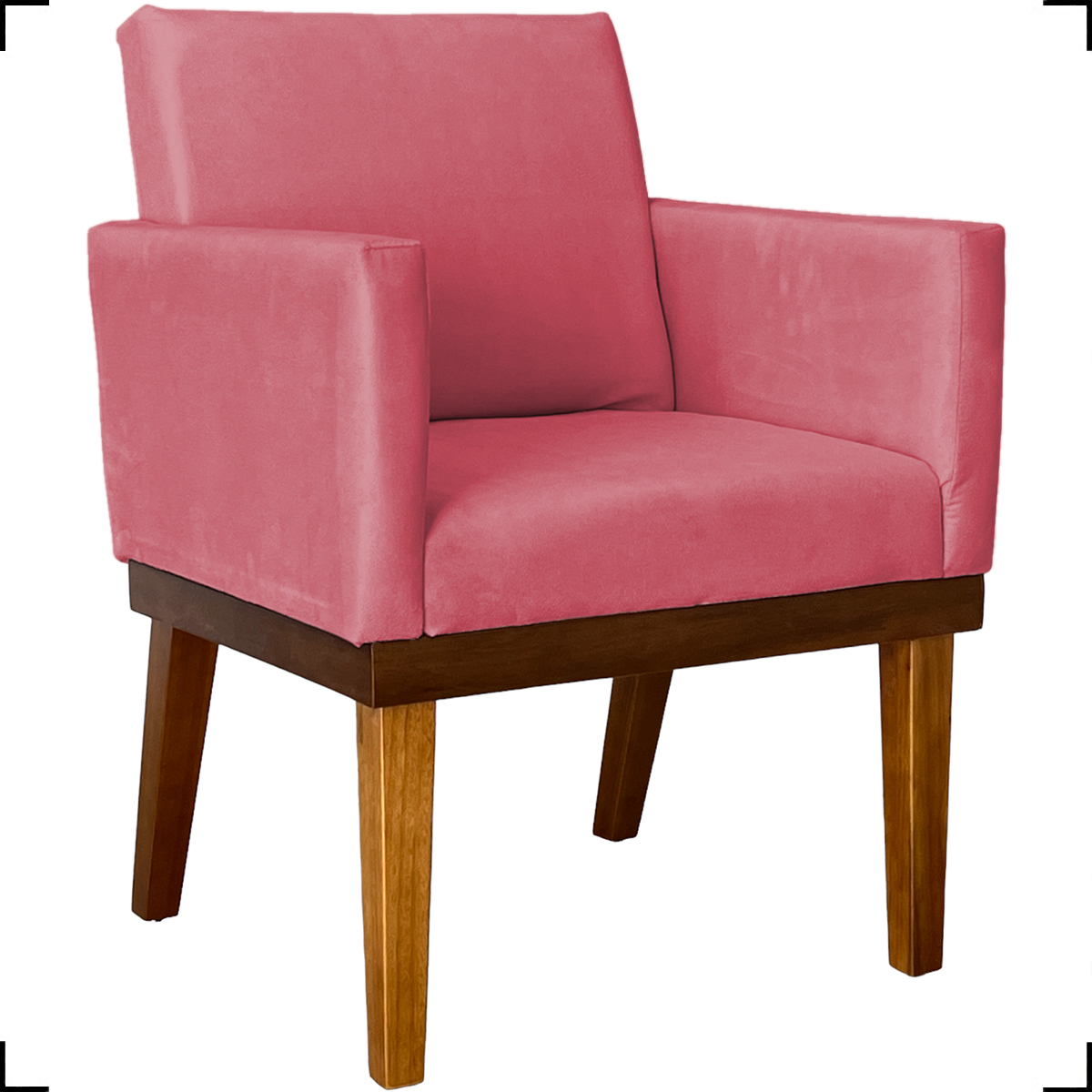 Kit 2 Poltronas Decorativas Divine Base Reforçada De Madeira Suede Rosê - Clique E Decore
