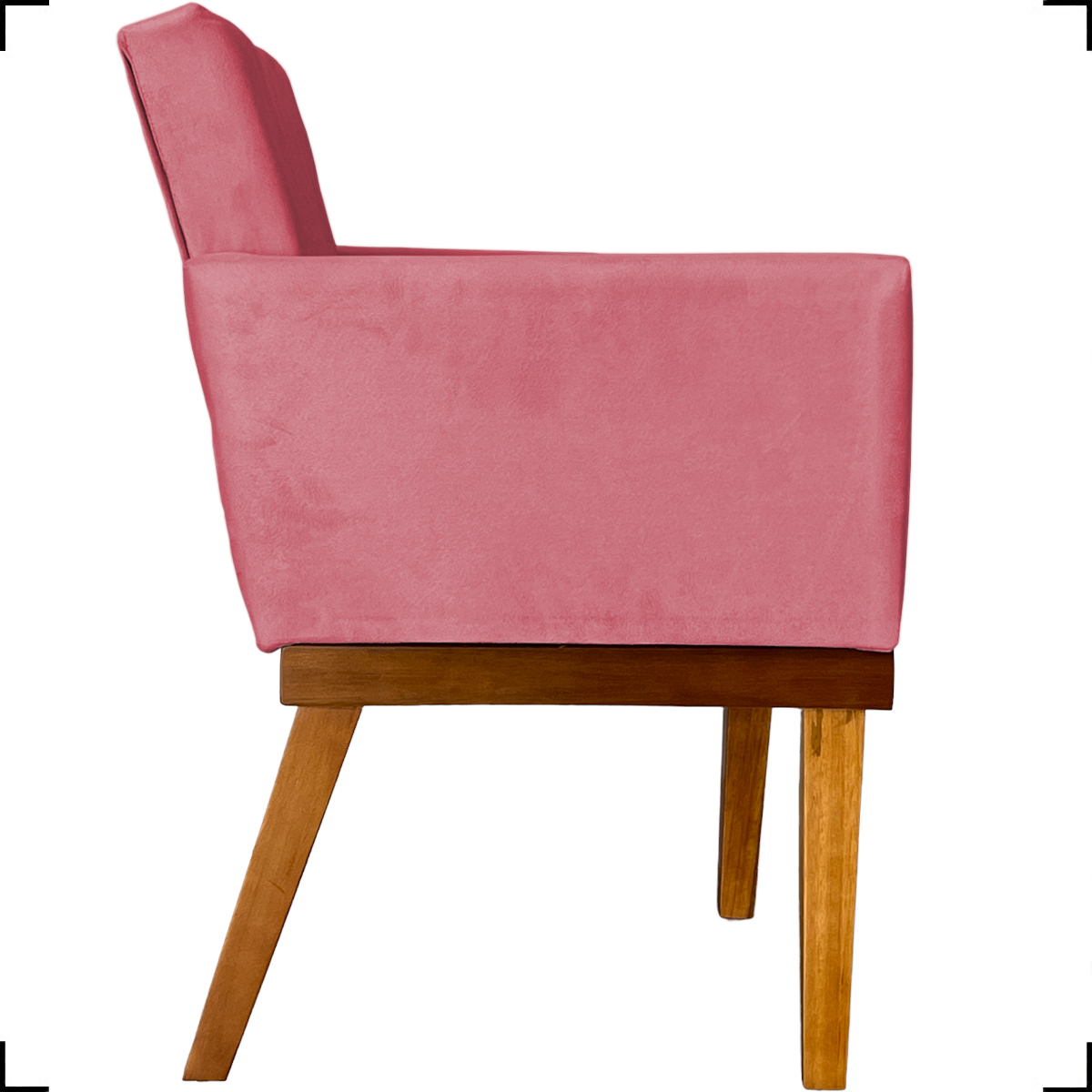 Kit 2 Poltronas Decorativas Divine Base Reforçada De Madeira Suede Rosê - Clique E Decore