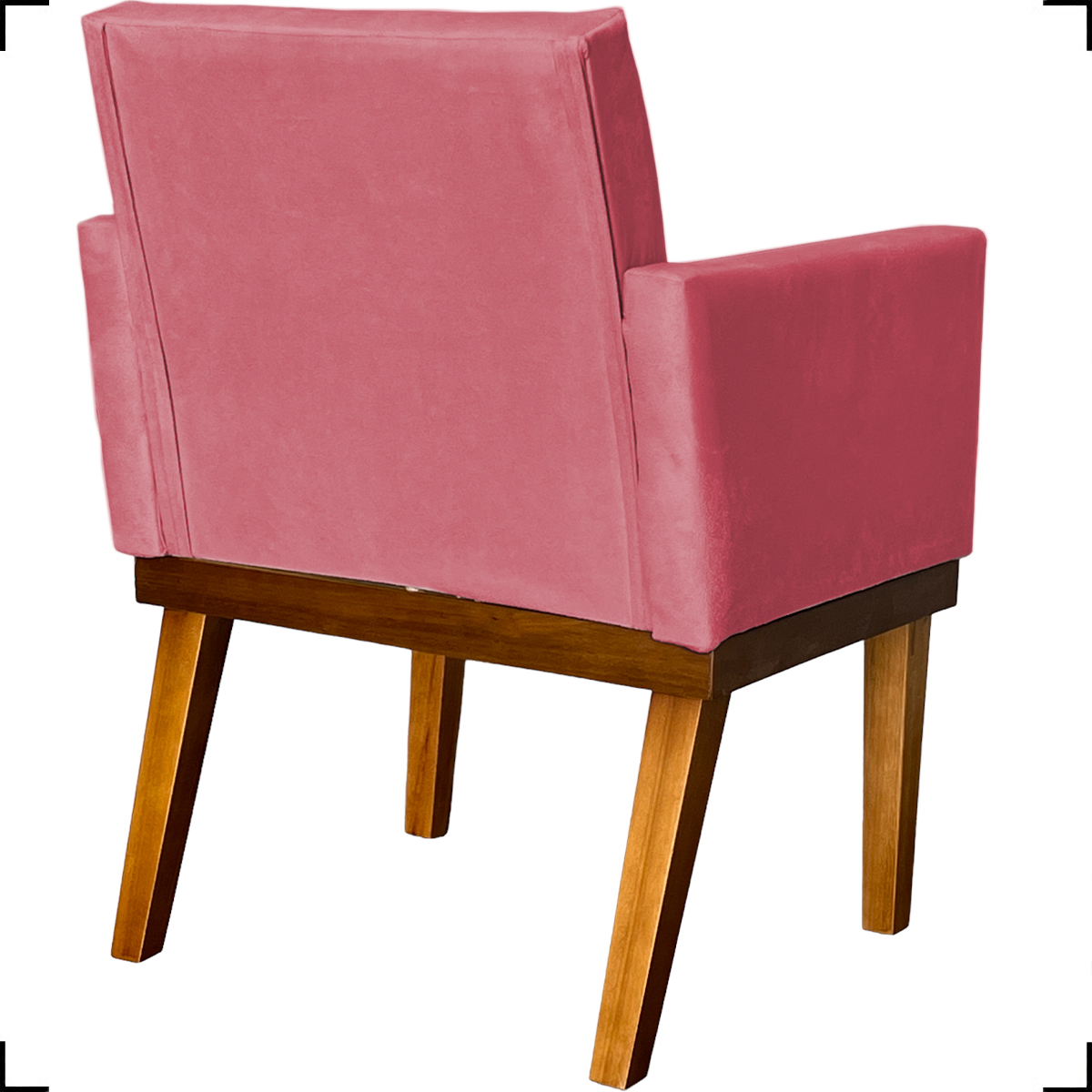 Kit 2 Poltronas Decorativas Divine Base Reforçada De Madeira Suede Rosê - Clique E Decore