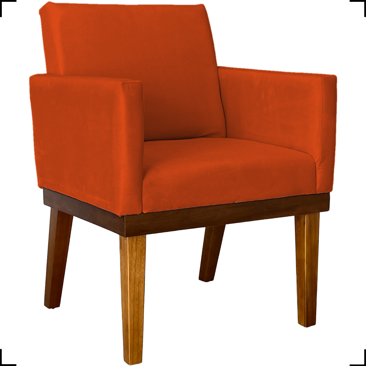 Kit 2 Poltronas Decorativas Divine Base Reforçada De Madeira Suede Terracota - Clique E Decore